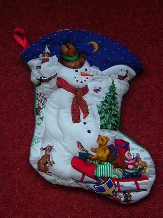 Finished Snowman Christmas Stocking