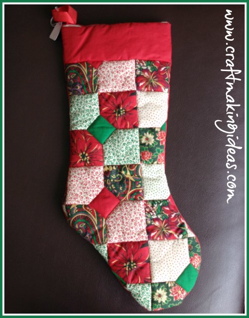 oversized stocking vintage stocking quilted stocking Handmade quilt christmas stocking