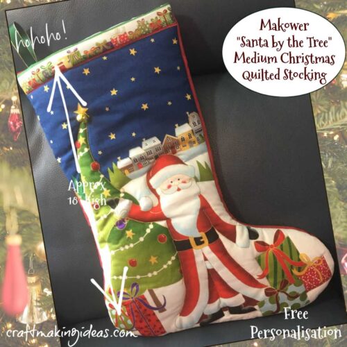 Santa by the Tree - Makower Quilted Christmas Stocking