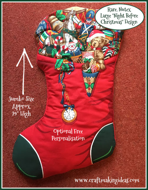 Vintage Nutex Night Before Christmas, Quilted Christmas Stocking