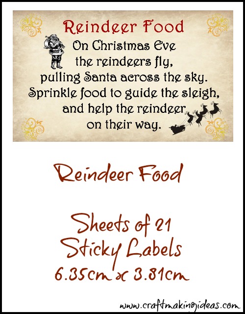 Vintage Style Reindeer Food Sticky Labels