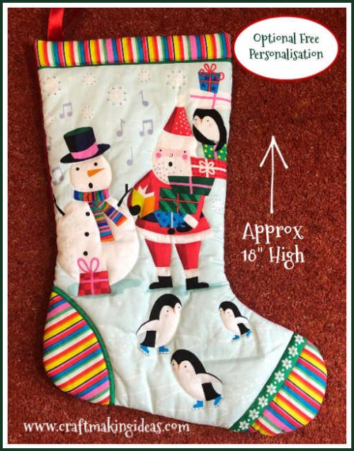 Santa & Snowman Makower Quilted Christmas Stocking