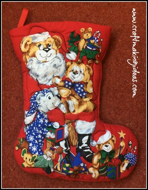Teddy Santa Quilted Christmas Stocking