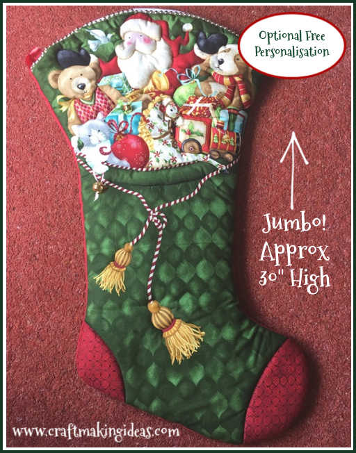 Rare Large Santa S Here Benartex Quilted Christmas Stocking