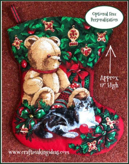 Teddy Bear Portraits Quilted Christmas Stocking 