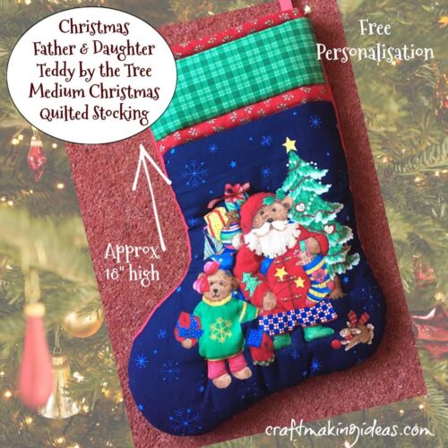 Father & Daughter Teddy Quilted Christmas Stocking