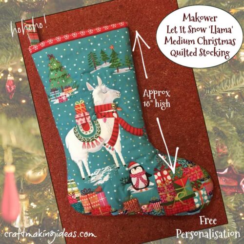 Let It Snow Llama - Makower Quilted Christmas Stocking Design