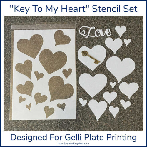 Key To My Heart Gelli Plate Printing Heart Stencil Set