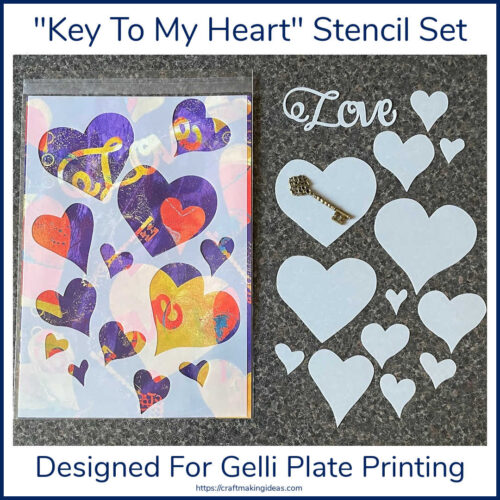 Key To My Heart Stencil Set for Gelli Plate Printing