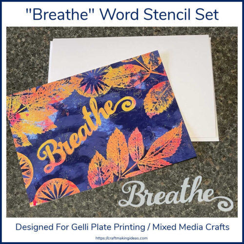 breathe word stencil mask with blank card & collage paper