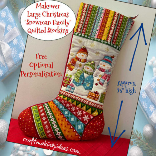 Large Snowman Family Christmas Stocking by Makower Festive Christmas Design