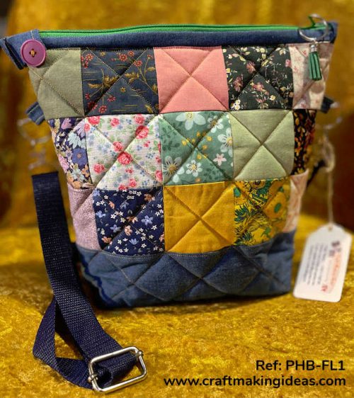 Handmade Patchwork Handbag - Multi-Coloured Flowers