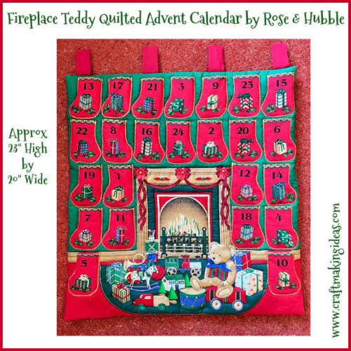 Vintage Fireplace Teddy Quilted Christmas Advent Calendar by Rose and Hubble