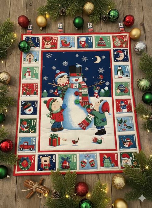 Makower Handmade, Quilted Advent Calendar - Snowman Themed