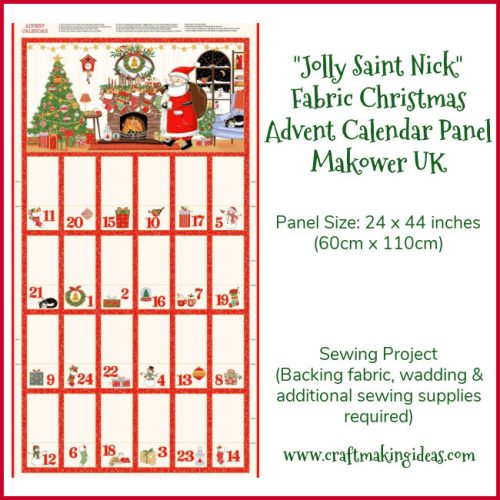 Jolly Saint Nick - Christmas Advent Calendar Fabric Panel by Makower UK
