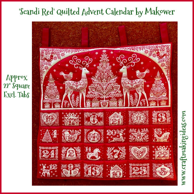 A finished Scandi Red Fabric Advent Calendar Makower