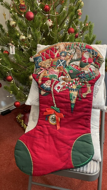 The original Night Before Christmas Cranston stocking made by Angie's mum Veronica - the stocking that started it all