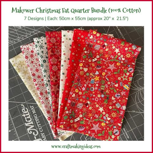 Makower Christmas 2025 seven piece fat quarter bundle stars and snowflakes red white and gold